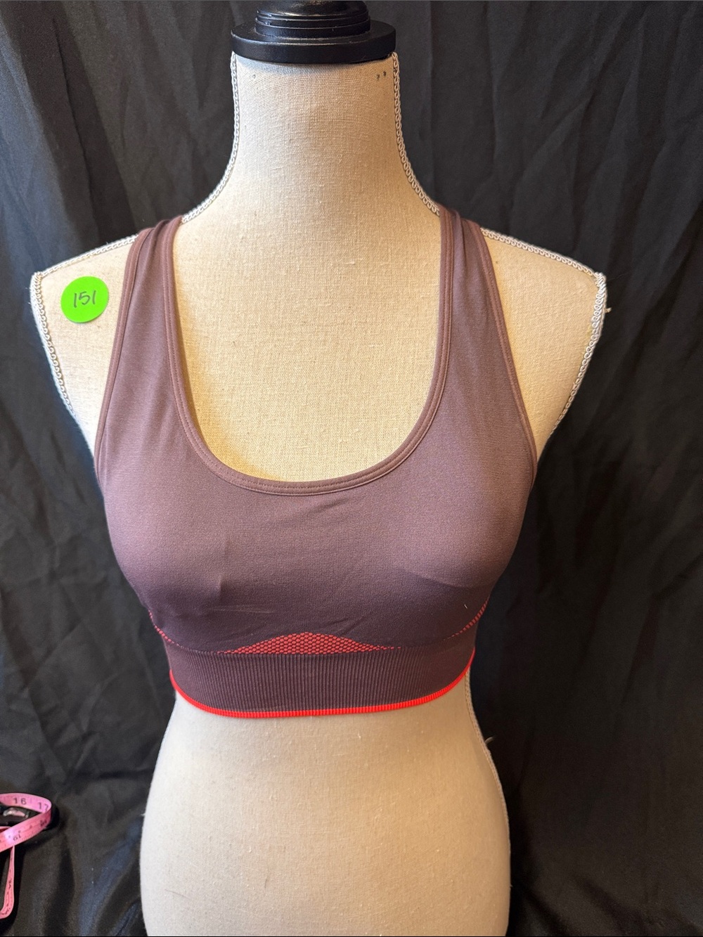 PINK Victoria's Secret Mauve Sports Bralette with Orange Trim